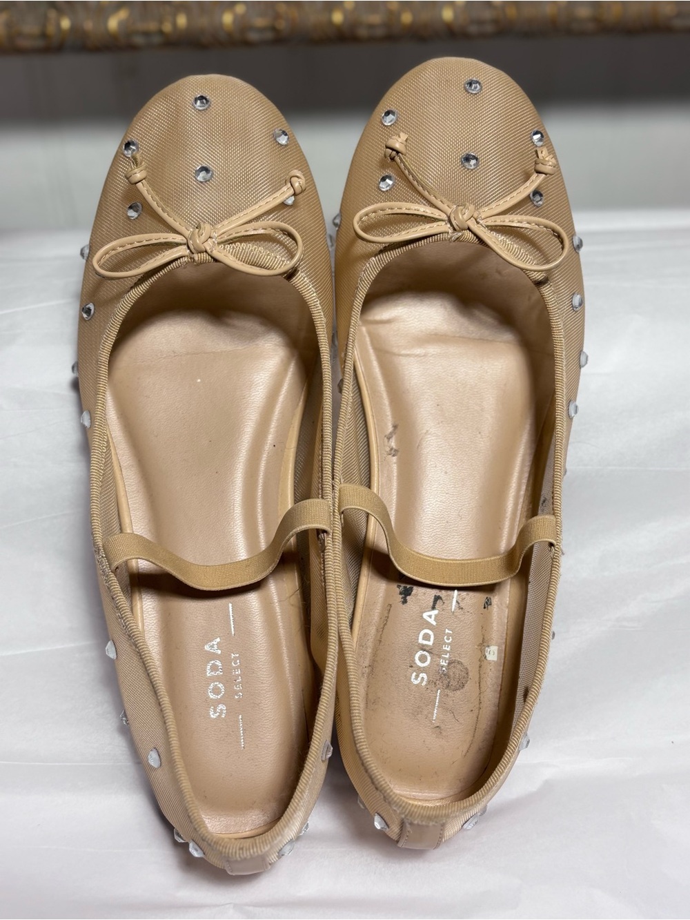 Nude ballet flats with gemstones - Picture 2 of 5